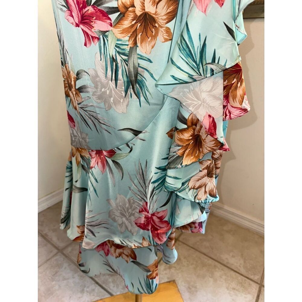 VENUS Maxi Dress Vibrant Floral True Wrap Ruffle Front Size 6 - Picture 6 of 13